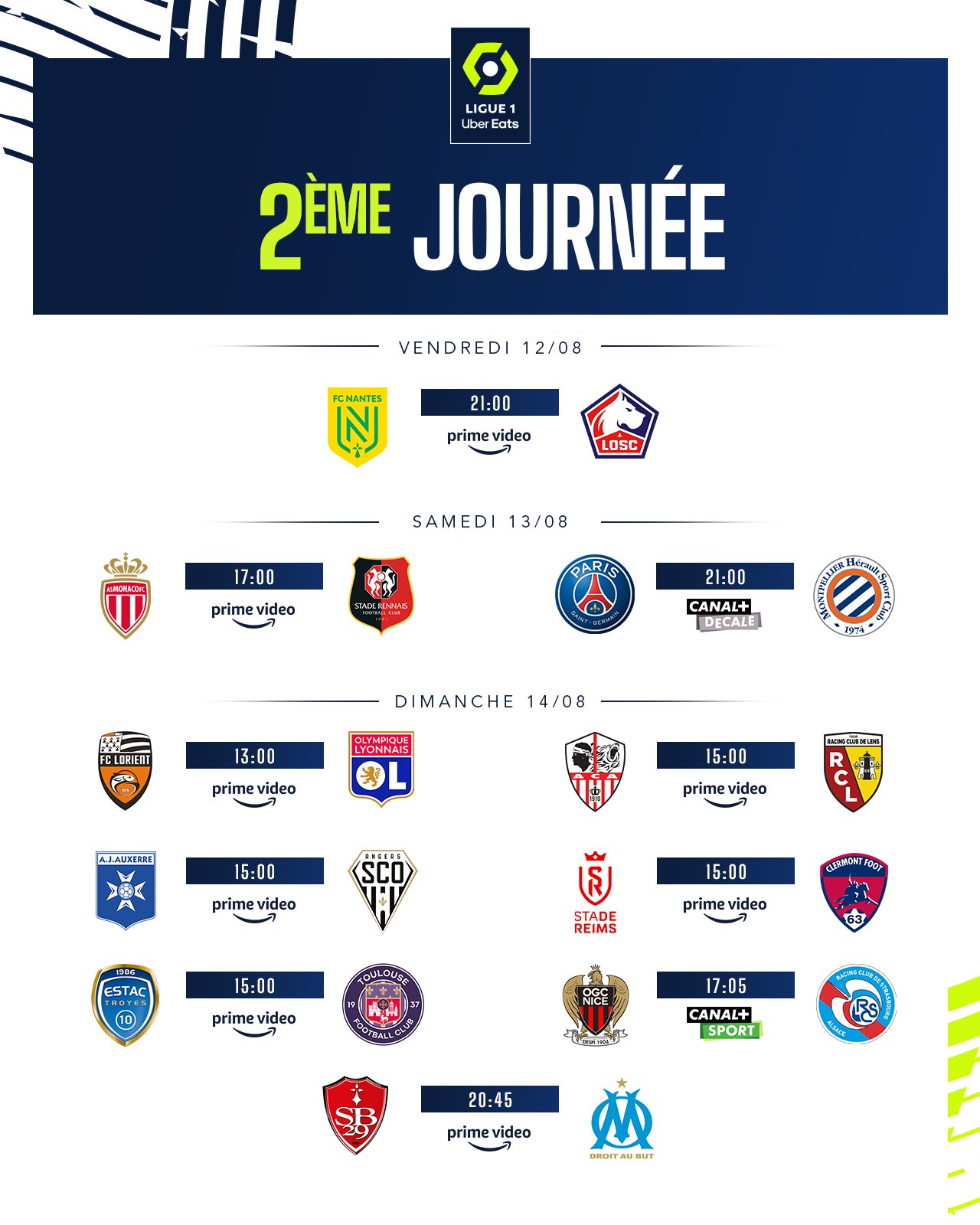 Ligue 1 : place à la deuxième journée, voici le calendrier complet du Ligue 1 : place à la deuxième journée, voici le calendrier complet du